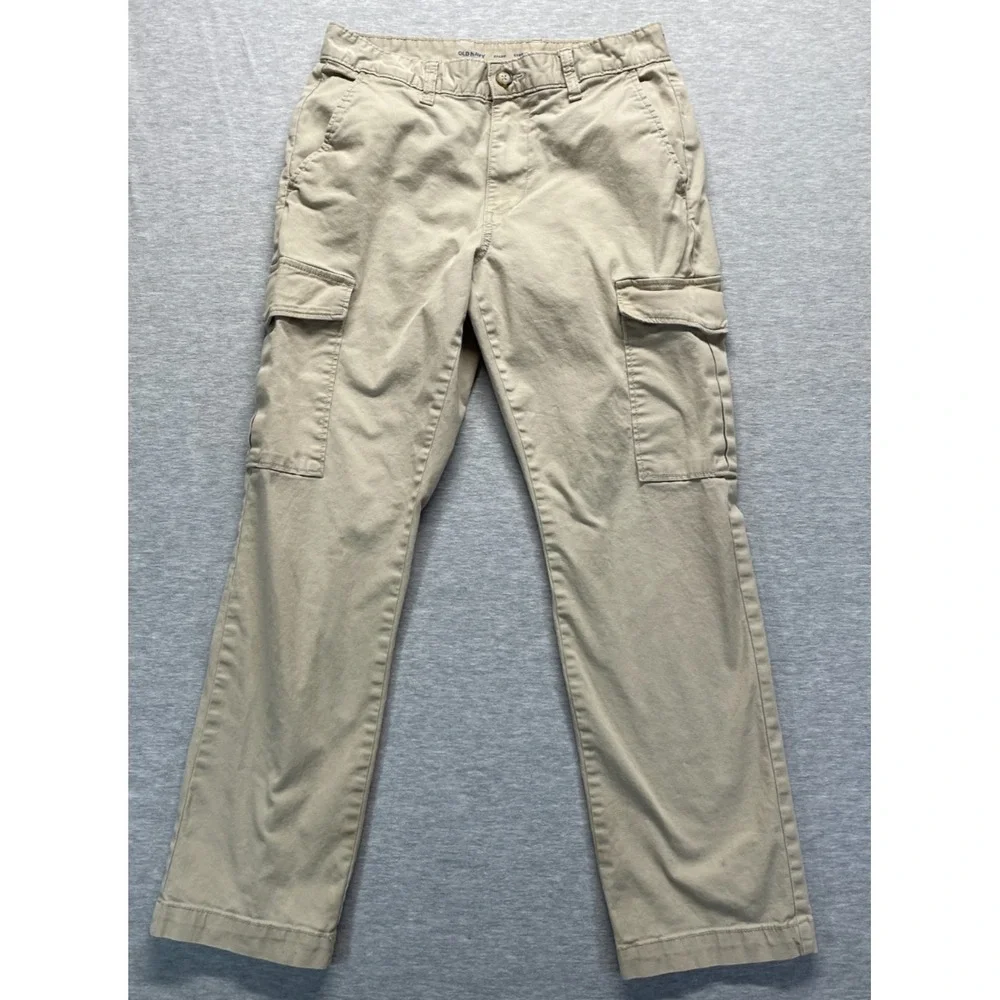 Old Navy Built In Flex Cargo Pants Mens 30x27.5 Beige Cotton Straight Workwear